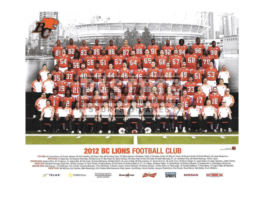 BC Lions 8X10 Team Photo (2012 Football Club) - Pastime Sports & Games