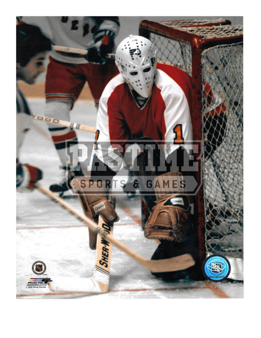 Bernie Parent 8X10 Philadelphia Flyers Home Jersey (Stopping Puck) - Pastime Sports & Games