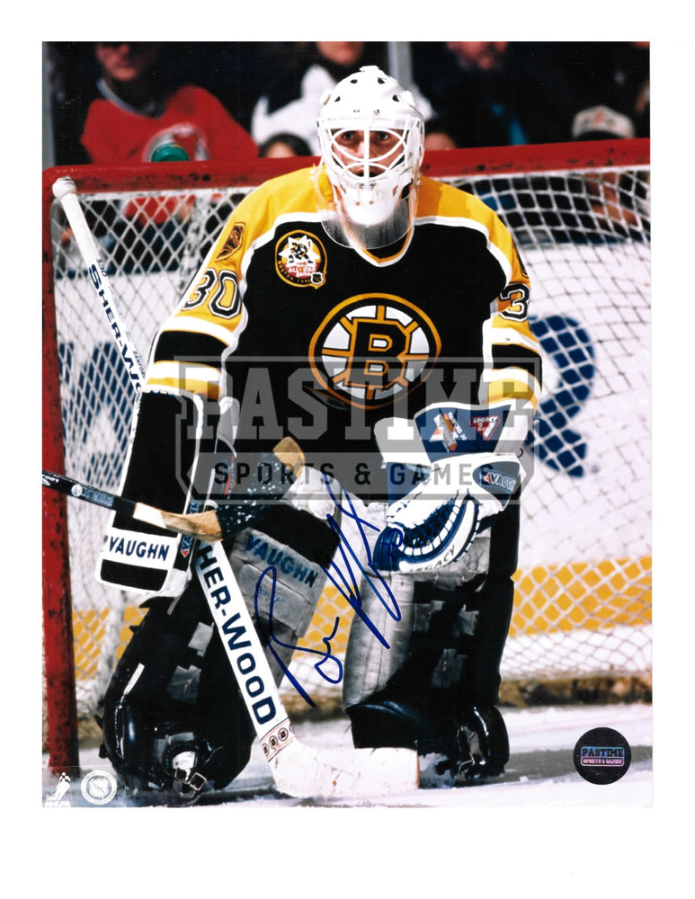 Billy Ranford Autgraphed 8X10 Boston Bruins Home Jersey (In Position) - Pastime Sports & Games