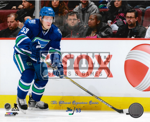 Bo Horvat 8X10 Vancouver Canucks Home Jersey (Skating With Puck # Out Of 53) - Pastime Sports & Games