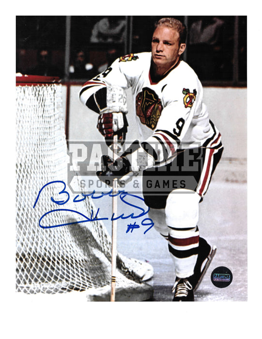 Bobby Hull Autographed 8X10 Chicago Blackhawks Away Jersey (Behind Net) - Pastime Sports & Games