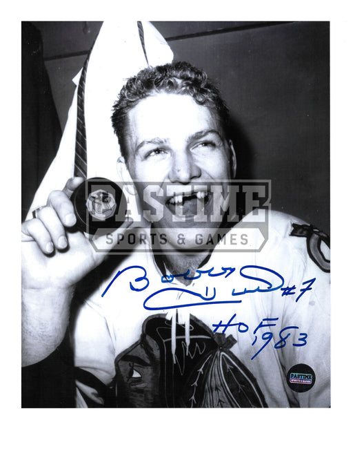 Bobby Hull Autographed 8X10 Chicago Blackhawks Away Jersey (Holding Puck) - Pastime Sports & Games