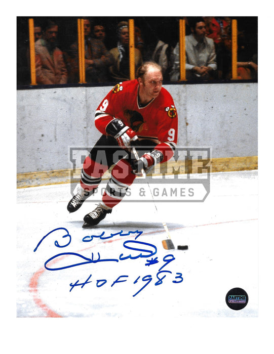 Bobby Hull Autographed 8X10 Chicago Blackhawks Home Jersey (Skating With Puck) - Pastime Sports & Games