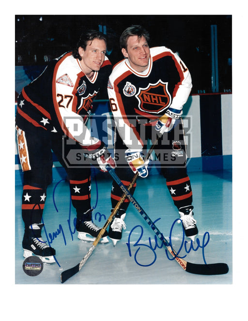 Brett Hull & Jeremy Roenick Autographed 8X10 All Stars Home Jersey (Pose) - Pastime Sports & Games