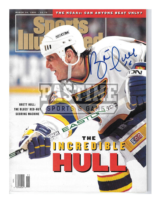 Brett Hull Autographed 8X10 Magazine St. Louis Blues Away Jersey (Cover of Magazine) - Pastime Sports & Games