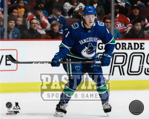 Brock Boeser 8X10 Canucks Home Jersey (Standing Holding Stick) - Pastime Sports & Games
