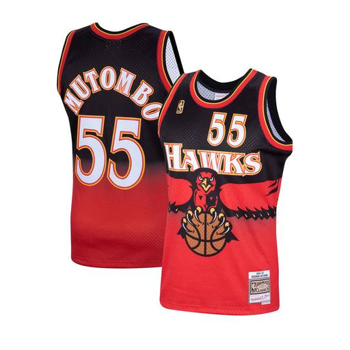 1995-96 Atlanta Hawks Dikembe Mutombo Mitchell & Ness Scarlet Basketball Jersey - Pastime Sports & Games