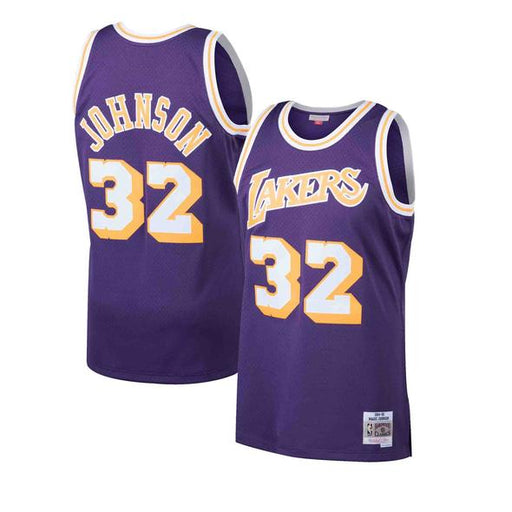 1984-85 Los Angeles Lakers Magic Johnson Mitchell & Ness Purple Basketball Jersey - Pastime Sports & Games