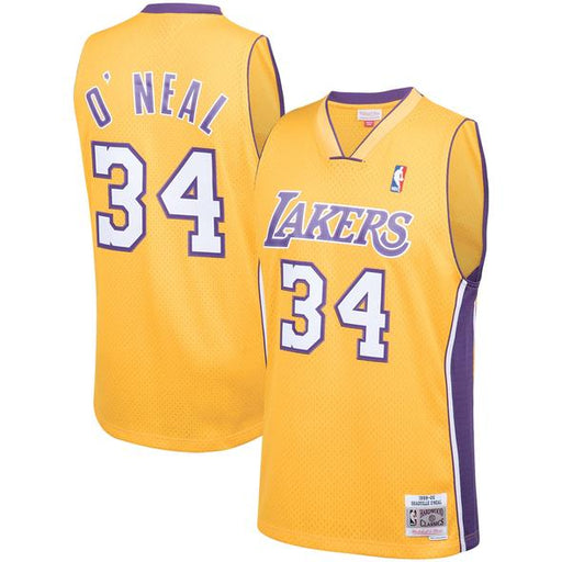 1999-00 Los Angeles Lakers Shaquille O'Neal Mitchell & Ness Yellow Basketball Jersey - Pastime Sports & Games