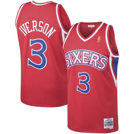 1996-97 Philadelphia 76ers Allen Iverson Mitchell & Ness Red Basketball Jersey - Pastime Sports & Games