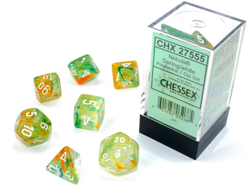 Chessex 7pc RPG Dice Set Nebula Spring/White CHX27555 - Pastime Sports & Games