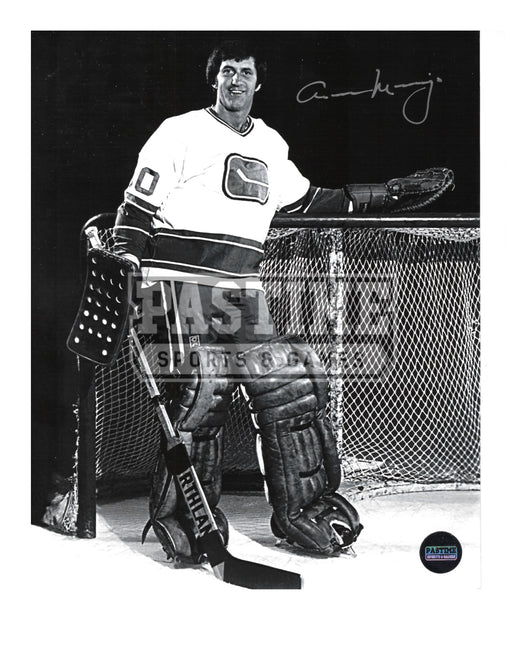 Cesare Maniago Autographed 8X10 Vancouver Canucks Away Jersey (Posing By Net) - Pastime Sports & Games