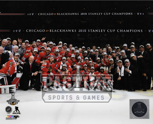 Chicago Blackhawks 8X10 Home Jersey 2015 Stanley Cup Champs (Team On Ice) - Pastime Sports & Games
