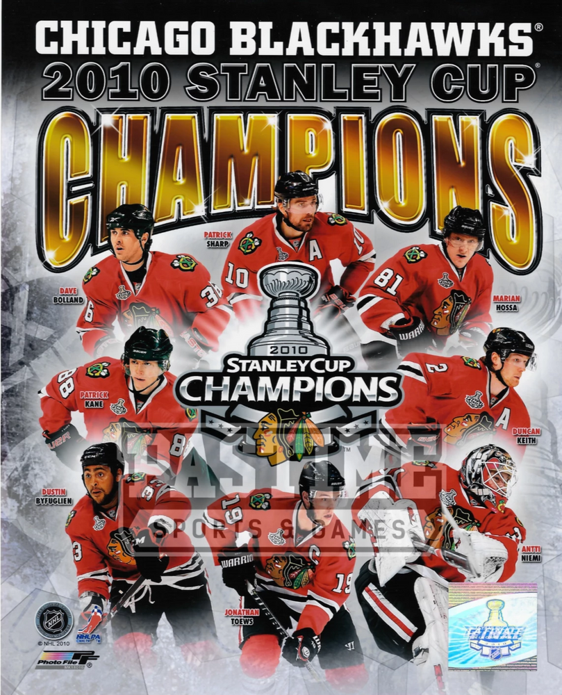 Chicago Blackhawks 8X10 Stanley Cup Champions 2010 8 Players - Pastime Sports & Games