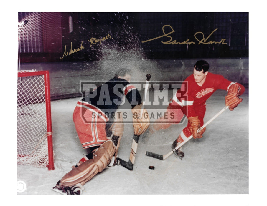 Chuck Rayner & Gordie Howe Autographed 8X10 (Action Shot) - Pastime Sports & Games