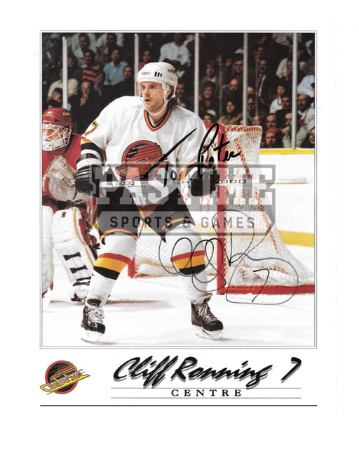 Cliff Ronning Autographed 8X10 Vancouver Canucks 94 Away Jersey (Infront Of Net) - Pastime Sports & Games