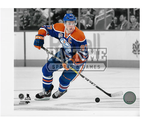 Connor Mcdavid 8X10 Edmonton Oilers Home Jersey (Skating With Puck) - Pastime Sports & Games