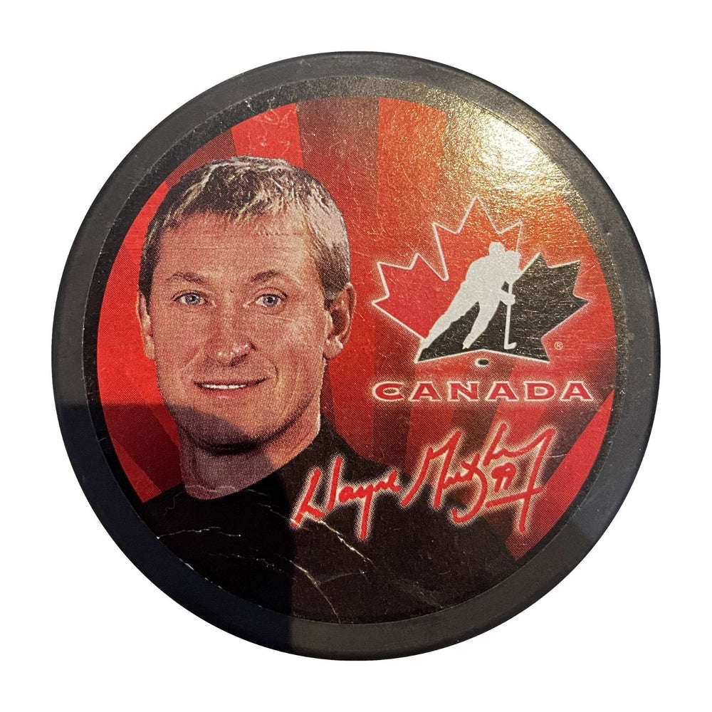 2002 Olympics Team Canada Wayne Gretzky Puck - Pastime Sports & Games