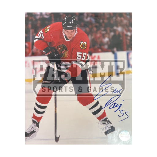 Eric Daze Autographed 8X10 Chicago Blackhawks Home Jersey (Looking Down) - Pastime Sports & Games
