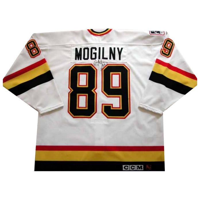 Alex Mogilny Autographed Game Used Vancouver Canucks Hockey Jersey (White CCM) - Pastime Sports & Games