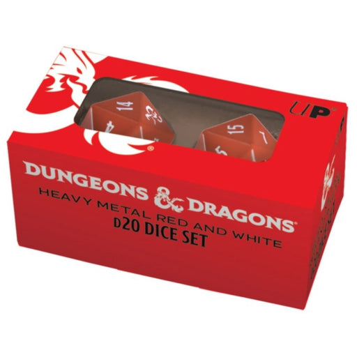 Ultra Pro Dungeons & Dragons Red/White Heavy Metal D20 - Pastime Sports & Games
