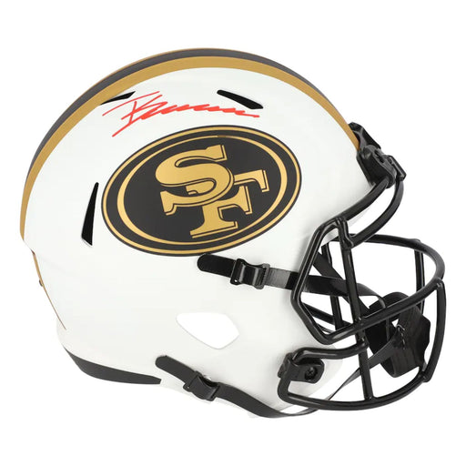 Trey Sermon Autographed San Francisco 49ers Replica Lunar Helmet - Pastime Sports & Games