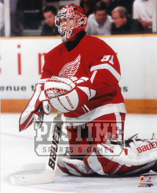 Curtis Joseph 8X10 Detroit Red Wings Home Jersey (On Knees) - Pastime Sports & Games