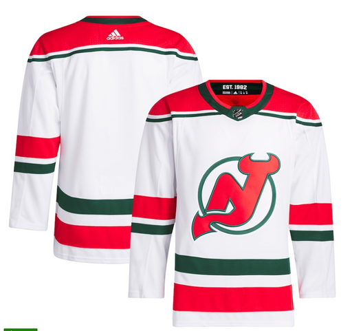 New Jersey Devils 2022/23 Adidas Heritage White Primegreen Jersey - Pastime Sports & Games