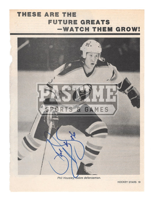 Phil Housley Autographed 8X10 Magazine Page Buffalo Sabres Away Jersey (Skating) - Pastime Sports & Games