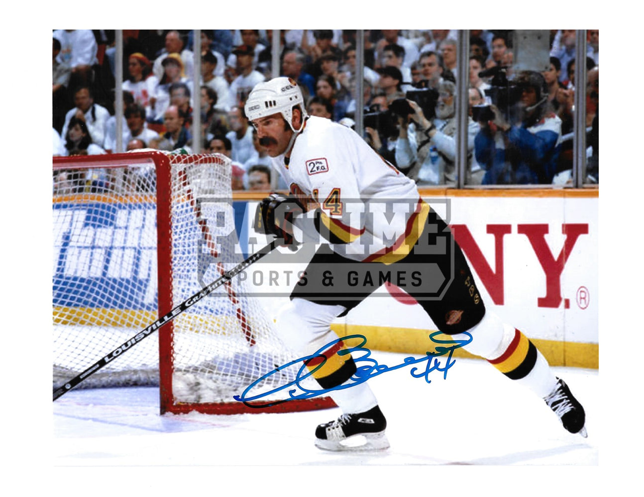 Dave Babych Autographed 8X10 Vancouver Canucks Away Skate Jersey (Skating) - Pastime Sports & Games