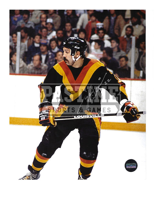 Dave "Tiger Williams" Autographed 8X10 Vancouver Caucks Home Jersey (Skating Profile) - Pastime Sports & Games