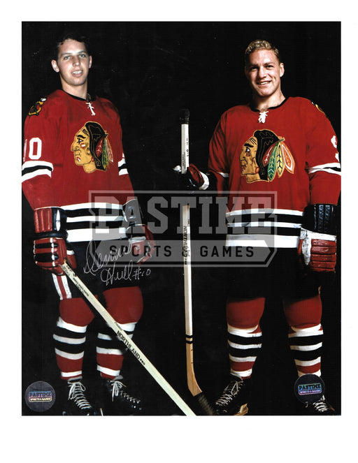 Dennis Hull & Bobby Hull Autographed 8X10 Chicago Blackhawks Home Jersey (Posing) - Pastime Sports & Games