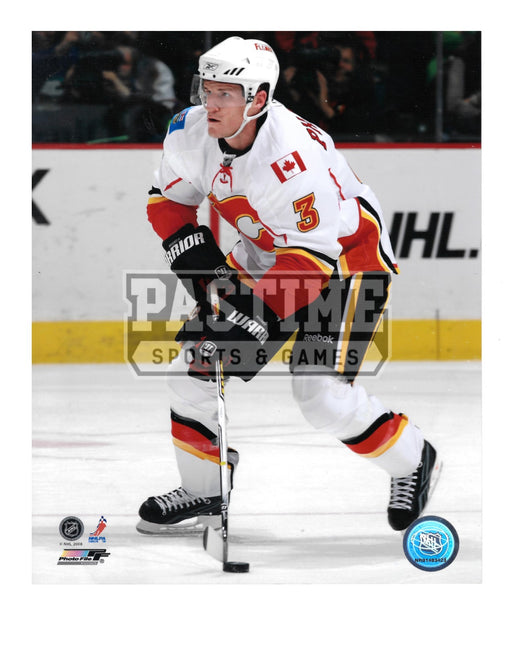 Dion Phaneuf 8X10 Calgary Flames Away Jersey (Skating With Puck) - Pastime Sports & Games