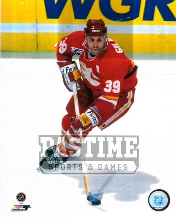 Doug Gilmour 8X10 Flames Home Jersey Hockey (Skating With Puck) - Pastime Sports & Games