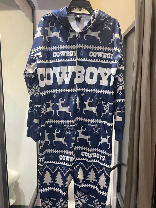 Dallas Cowboys Football Full Length Onesie With Hood (Blue FOCO) - Pastime Sports & Games