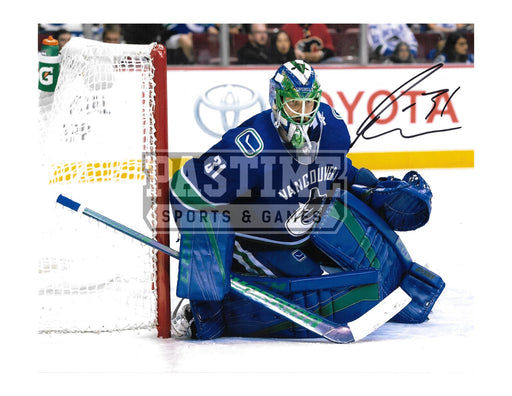 Eddie Lack Autographed 8X10 Vancouver Canucks Home Jersey (Blocking Net) - Pastime Sports & Games