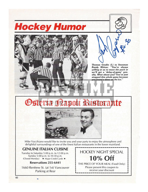 Frank Caprice Autographed 8X10 Magazine Page Vancouver Canucks (Article) - Pastime Sports & Games