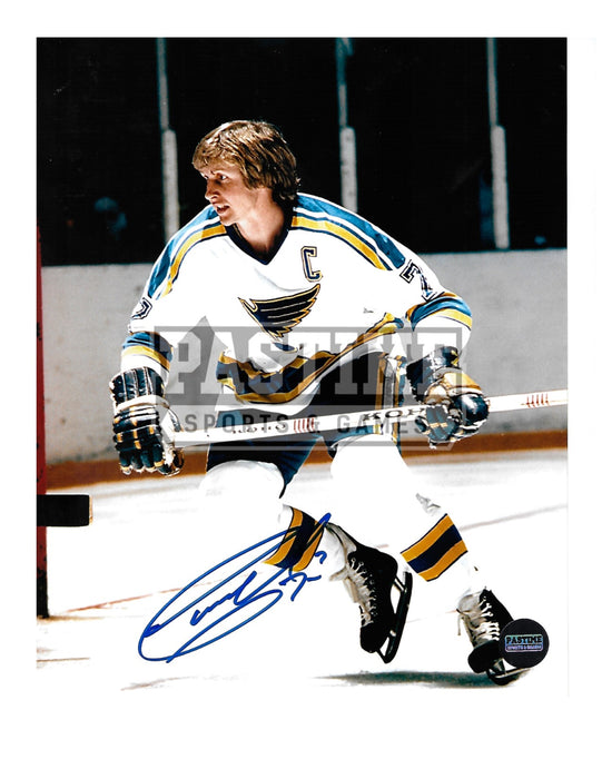 Gary Unger Autographed 8X10 St. Louis Blues Away Jersey (Skating) - Pastime Sports & Games