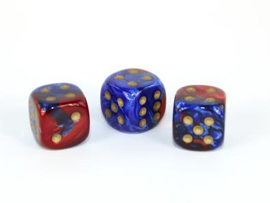 Chessex 36pc D6 Dice Set Gemini Blue-Red/Gold - Pastime Sports & Games