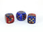 Chessex 36pc D6 Dice Set Gemini Blue-Red/Gold - Pastime Sports & Games
