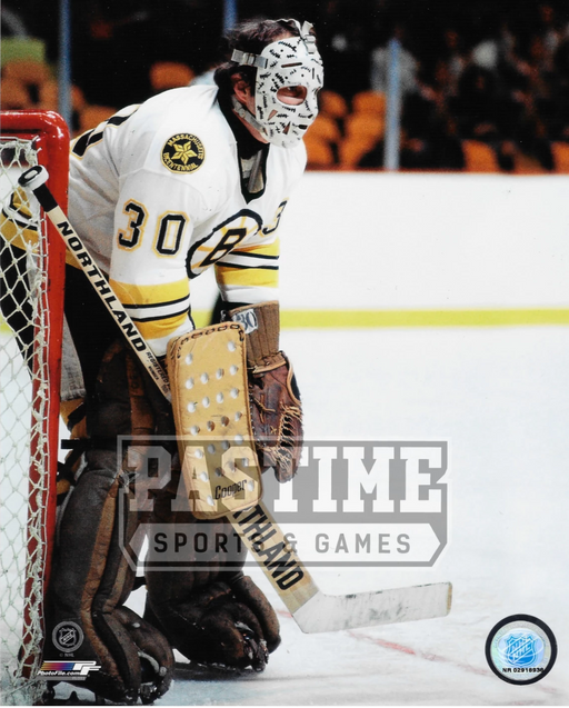Gerry Cheevers 8X10 Bruins Away Jersey (Full Body Side Shot) - Pastime Sports & Games
