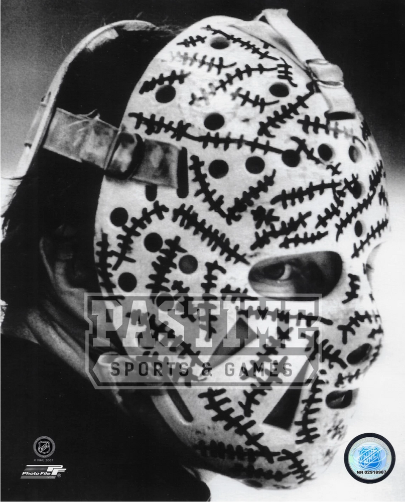 Gerry Cheevers 8X10 Bruins (Head Shot Stitches On Mask) - Pastime Sports & Games