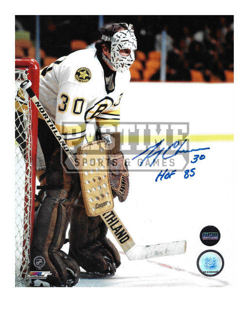 Gerry Cheevers Autographed 8X10 Boston Bruins Away Jersey (In Position) - Pastime Sports & Games