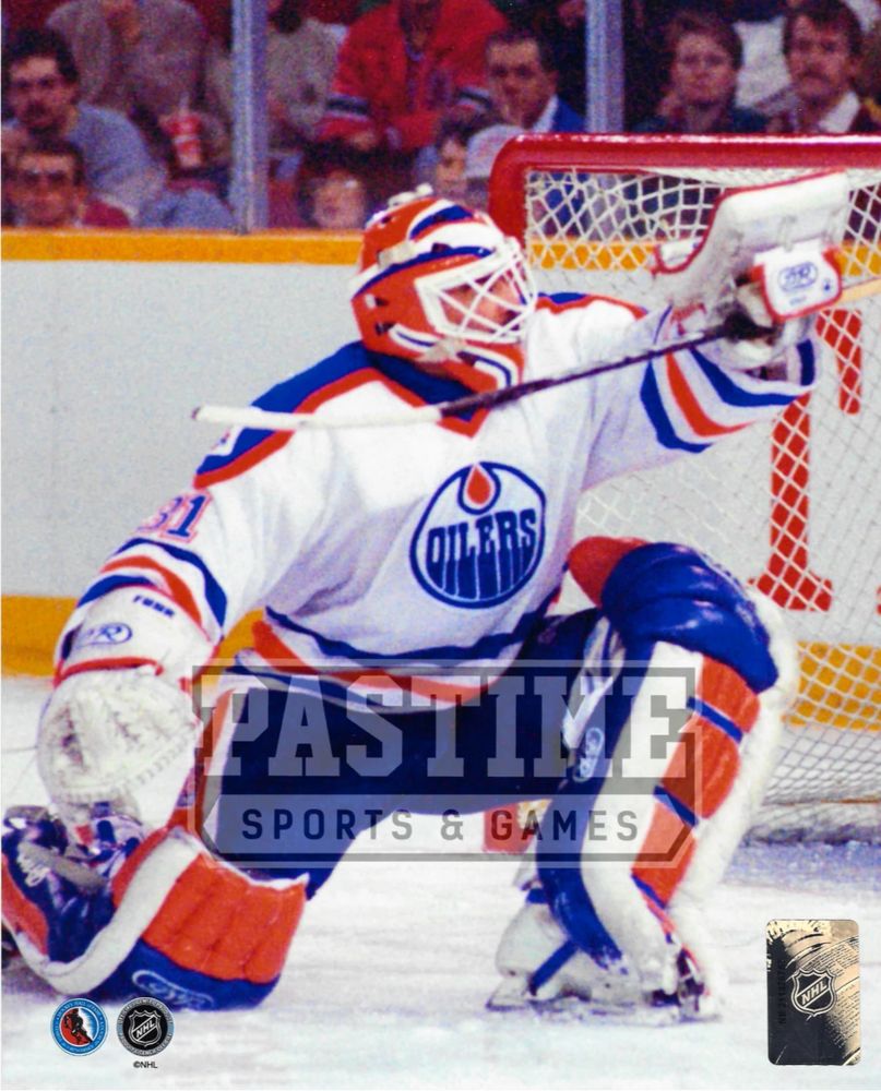 Grant Fuhr 8X10 Oilers Away Jersey Hockey (Raising Stick) - Pastime Sports & Games