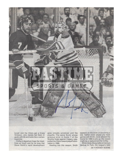 Grant Fuhr Autographed 8X10 Magazine Page Edmonton Oilers Away Jersey (Black and White) - Pastime Sports & Games