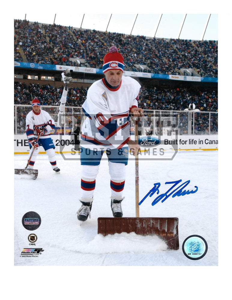 Guy Lafleur Autographed 8x10 Montreal Canadians Away Jersey (Shoveling Snow) - Pastime Sports & Games