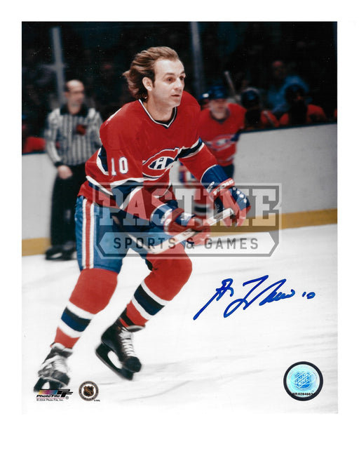 Guy Lafleur Autographed 8X10 Montreal Canadians Home Jersey (Skating Ref in Background) - Pastime Sports & Games