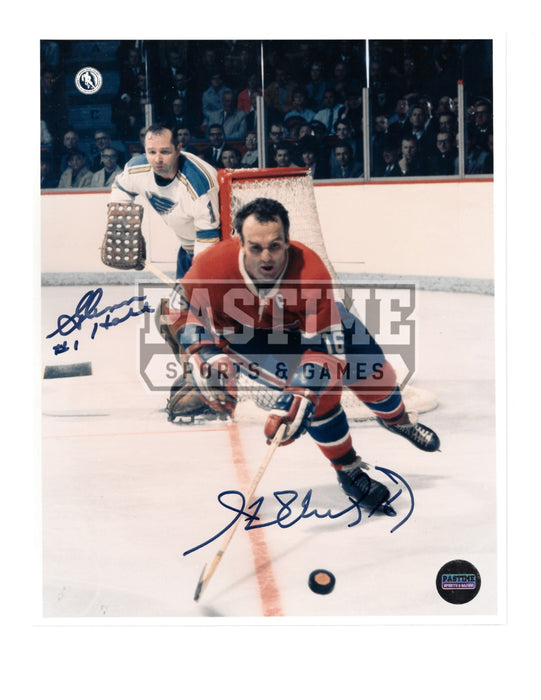 Henri Richard & Glenn Hall Autographed 8X10 (Skating) - Pastime Sports & Games