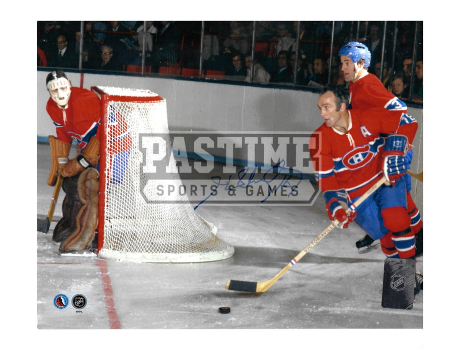 Henri Richard Autographed 8X10 Montreal Canadians Home Jersey (Behind Net) - Pastime Sports & Games