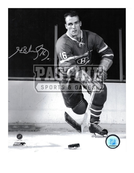 Henri Richard Autographed 8X10 Montreal Canadians Home Jersey (Skating Black & White) - Pastime Sports & Games